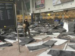 L'aeroporto di Zaveltem, sede di uno degli attentati avvenuti a Bruxelles, in Belgio, martedì 22 marzo 2016